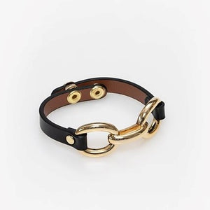 Antler Leather Gold Chain Link - Black
