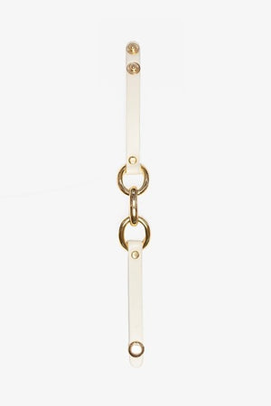 Antler Leather Gold Chain Link - Bone