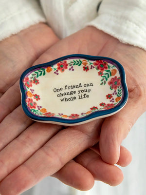 Decorative tray with floral design Natural Life Artisan Trinket Jewelry Dish - One Friend