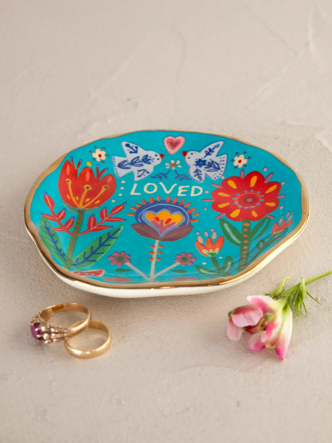 Natural Life Artsy Trinket Dish - Turquoise Loved