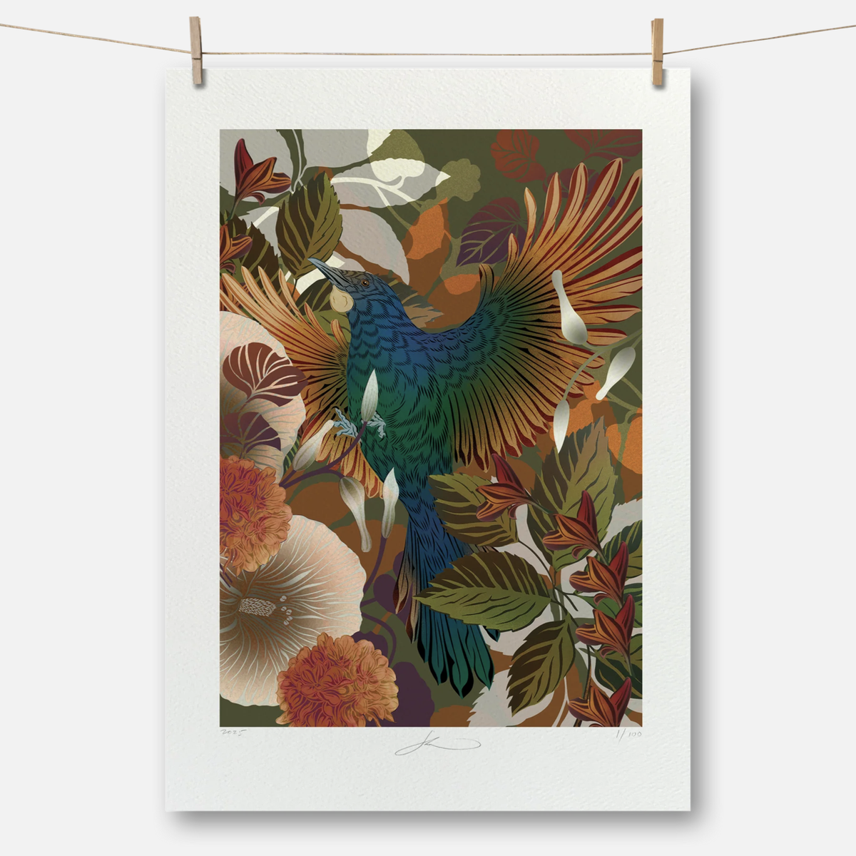 FLOX Autumnul Tūī Boutique Print A4 Unframed
