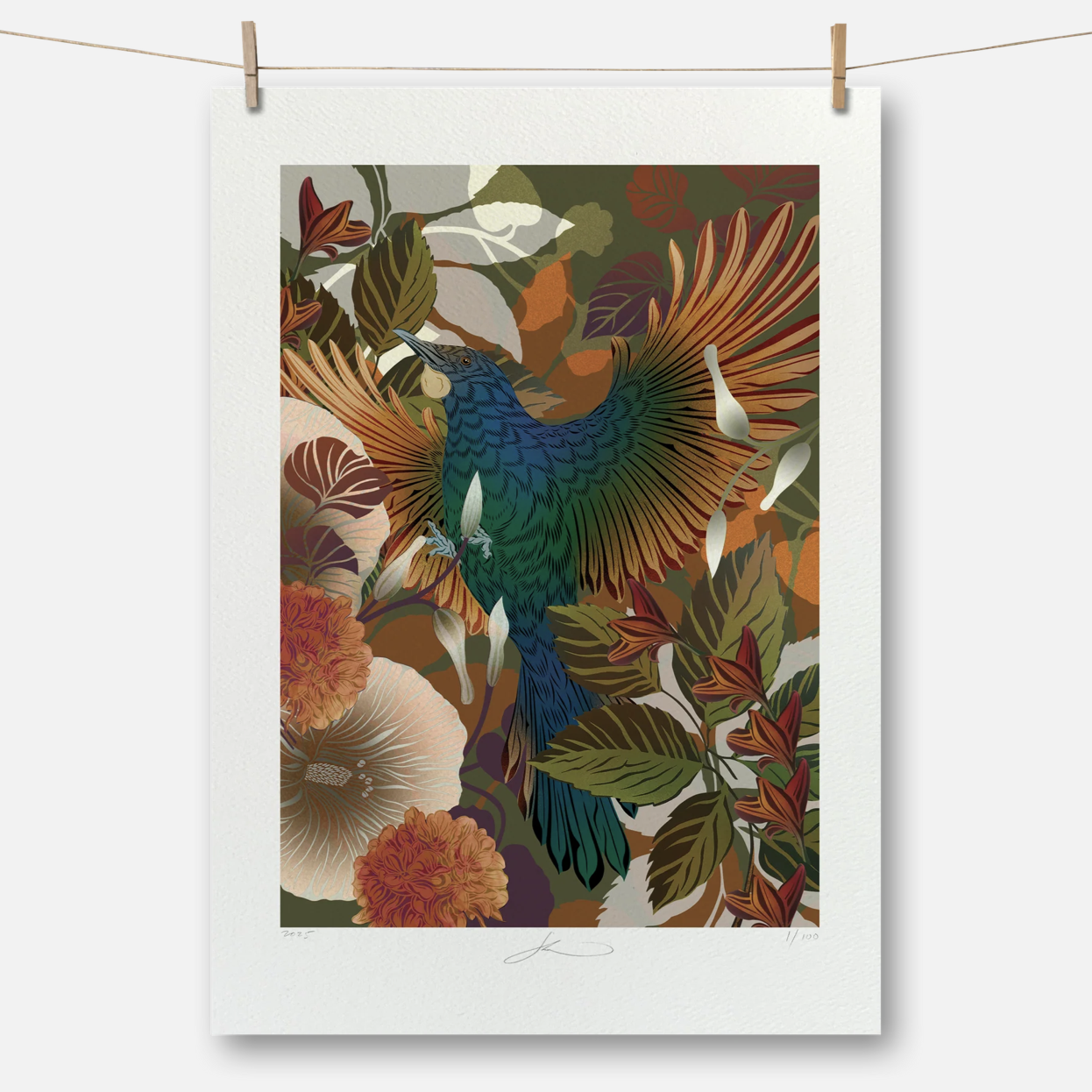FLOX Autumnul Tūī Boutique Print A4 Unframed