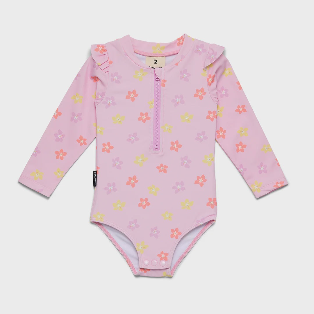 Crywolf Child BABY LONG SLEEVE SWIMSUIT Hibiscus Bloom