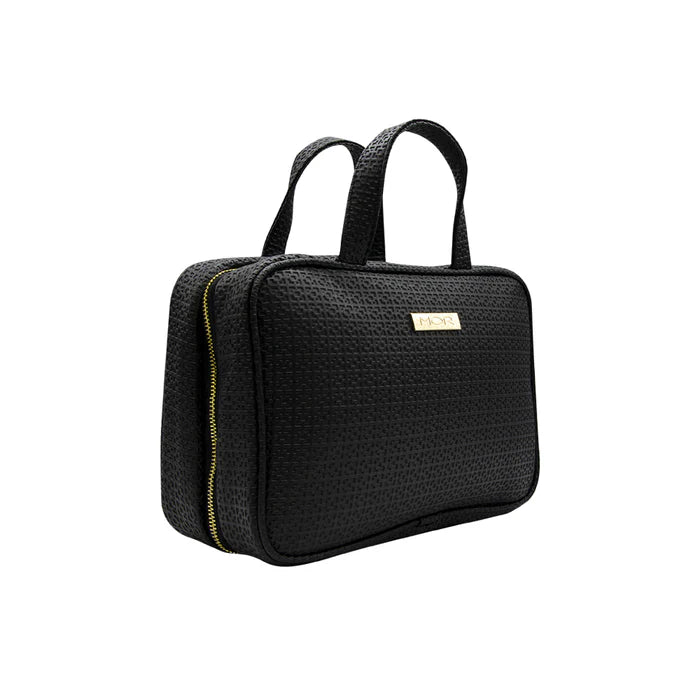 MOR Shanghai Hanging Fold Out Black textured toiletry bag