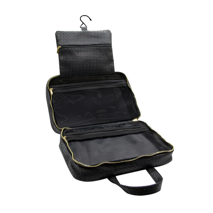 MOR Shanghai Hanging Fold Out Black textured toiletry bag