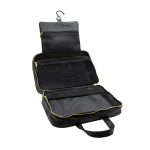 MOR Shanghai Hanging Fold Out Black textured toiletry bag