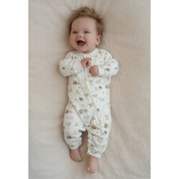 Blue Bunny NZ Farm Muster Long Sleeve Zipsuit Baby Clothes