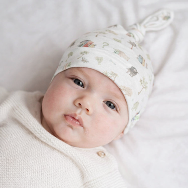 Blue Bunny Baby Farm Muster Knotted Beanie
