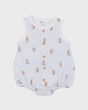 MINIHAHA BEBE BABY BRADY STRIPE ORGANIC BUTTON UP BODYSUIT