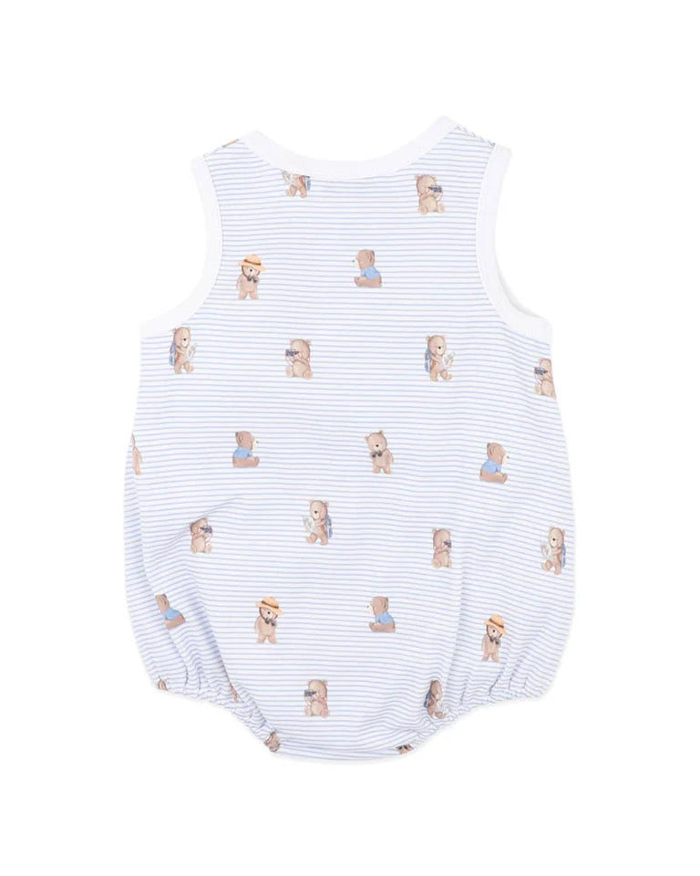 MINIHAHA BEBE BABY BRADY STRIPE ORGANIC BUTTON UP BODYSUIT