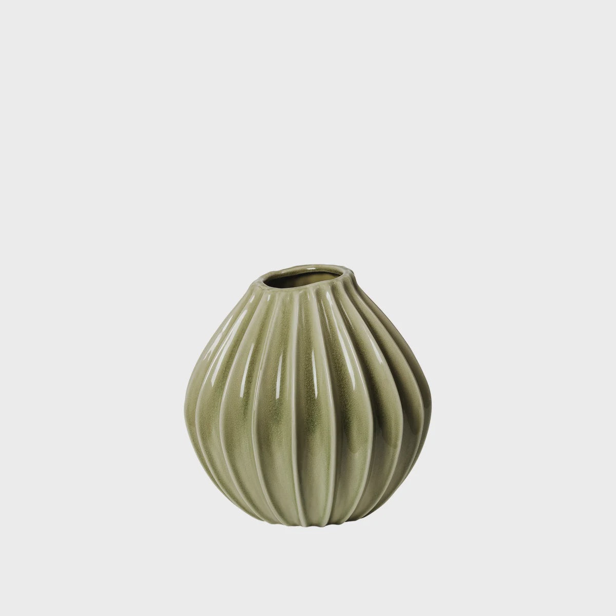 BROSTE Vase Wide Medium - Glossy Dry Sage
