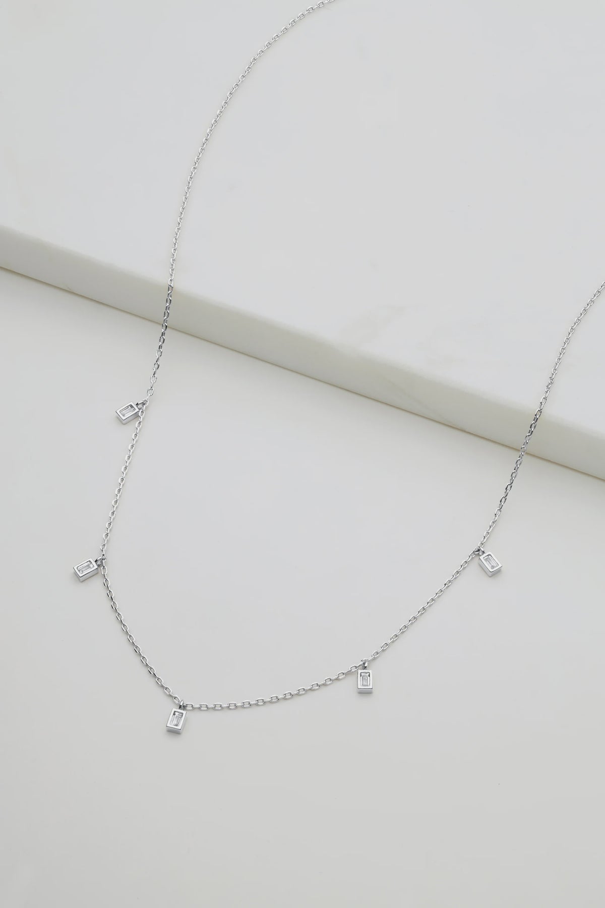 Zafino Baguette Crystal Mini Necklace - Silver