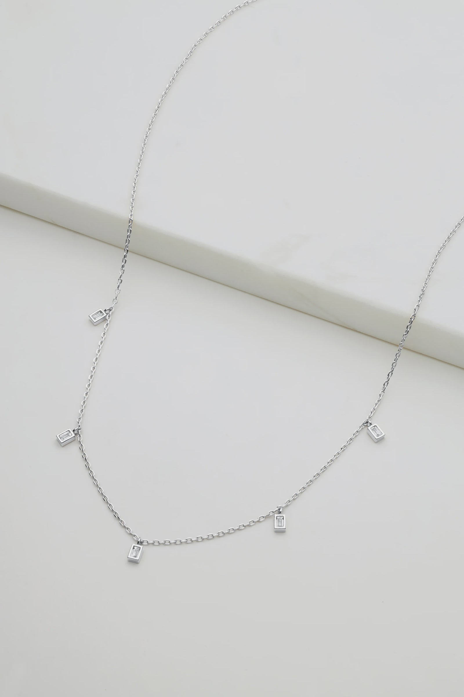 Zafino Baguette Crystal Mini Necklace - Silver