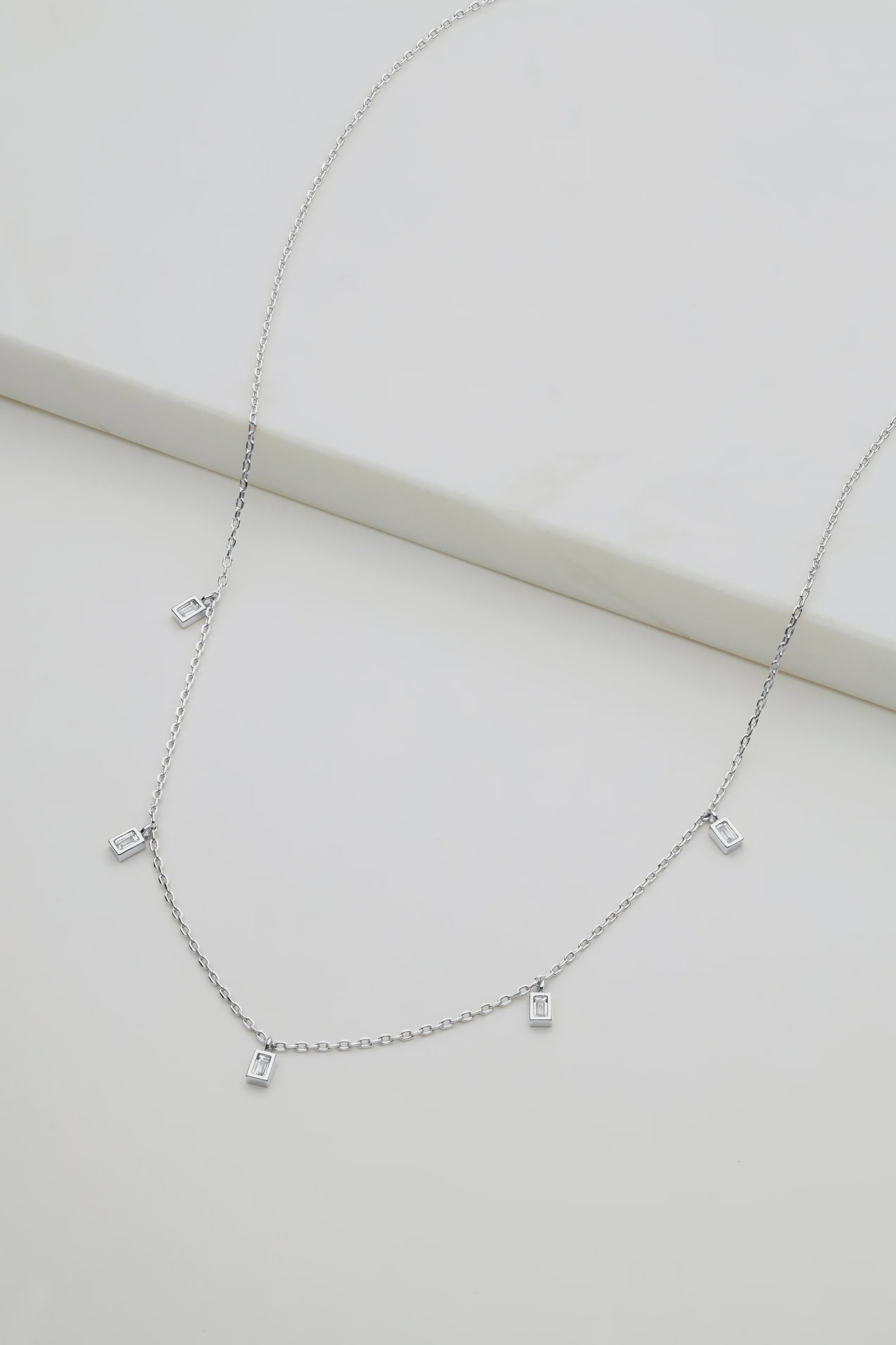 Zafino Baguette Crystal Mini Necklace - Silver