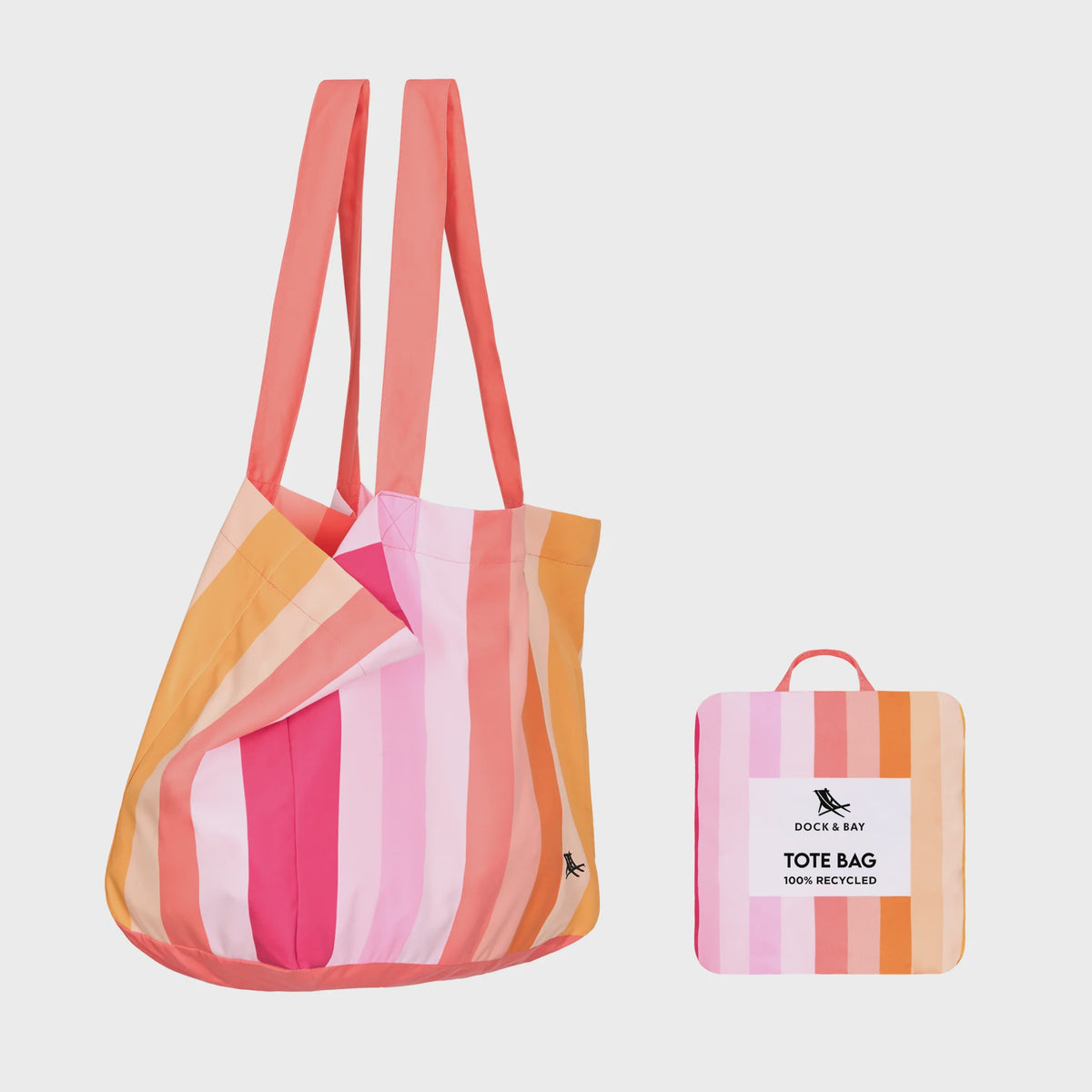 Dock & Bay Beach Tote Bag M - Miami Sorbet Striped tote bag