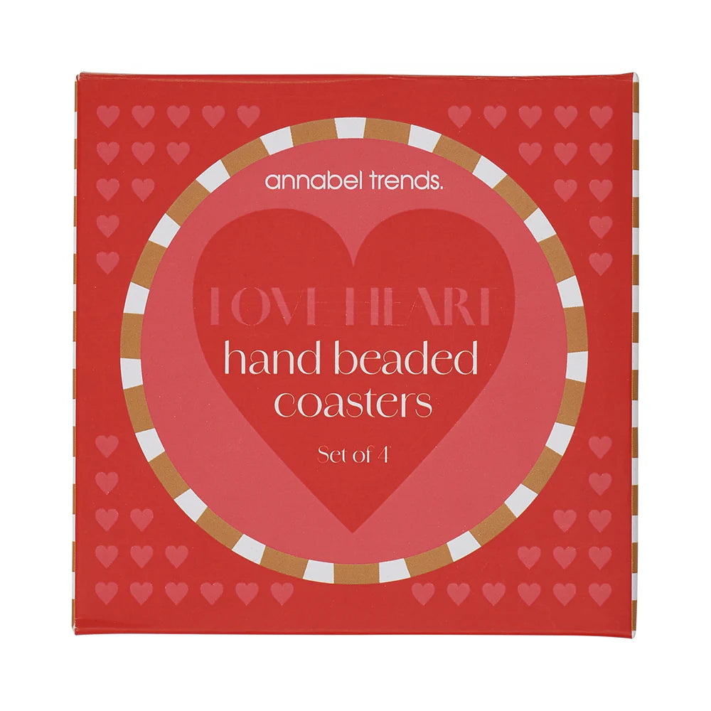 Annabel Trends Hand Beaded Coasters - Heart - 4pc