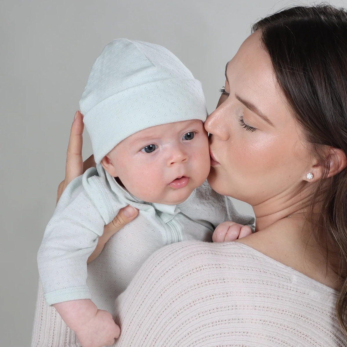 Little Bee by Dimples Merino Beanie - Pointelle - Duck Egg
