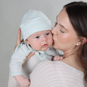 Little Bee by Dimples Merino Beanie - Pointelle - Duck Egg