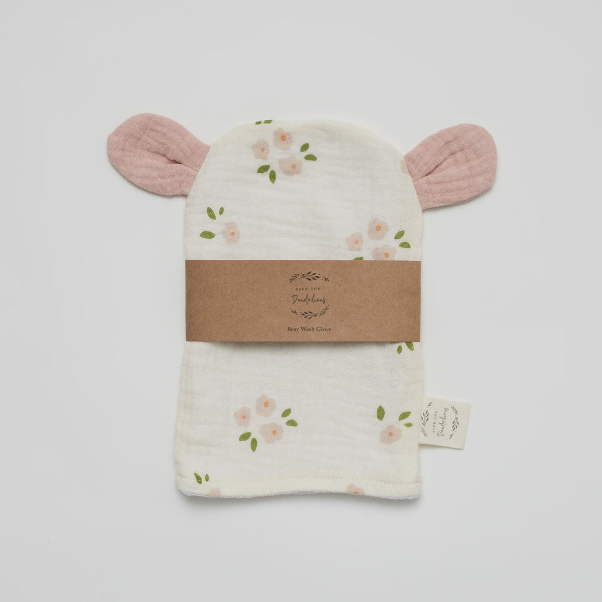 Over the Dandelions Bear Wash Glove Daisy with Blush ears