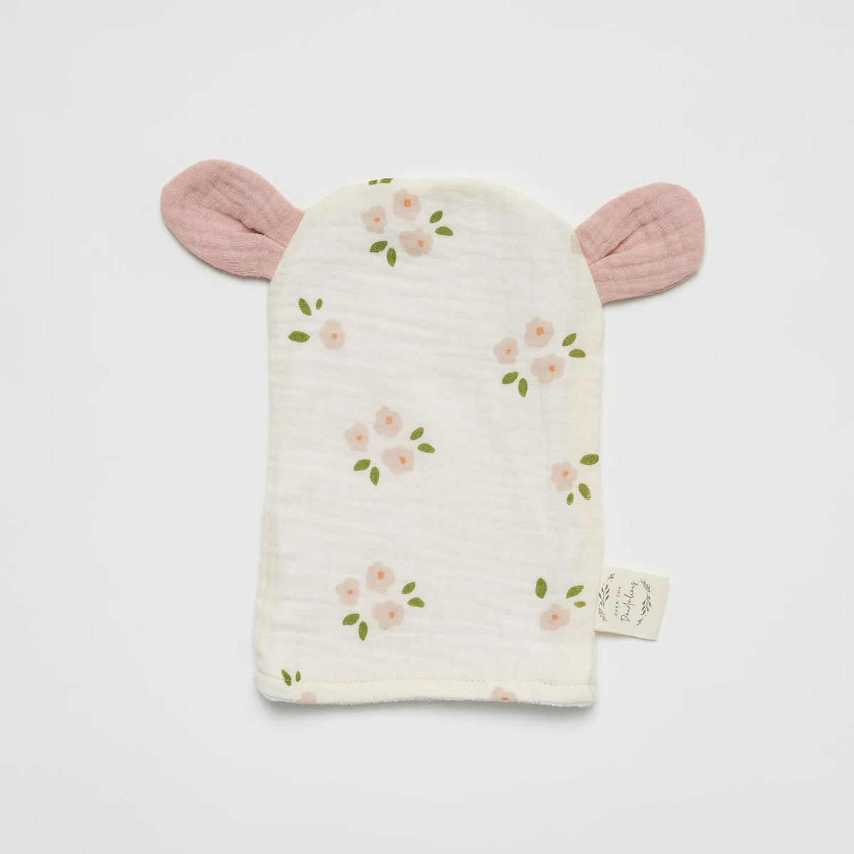 Over the Dandelions Bear Wash Glove Daisy with Blush ears