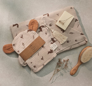 Over the Dandelions Bear Wash Glove Woodlands with Tangerine ears