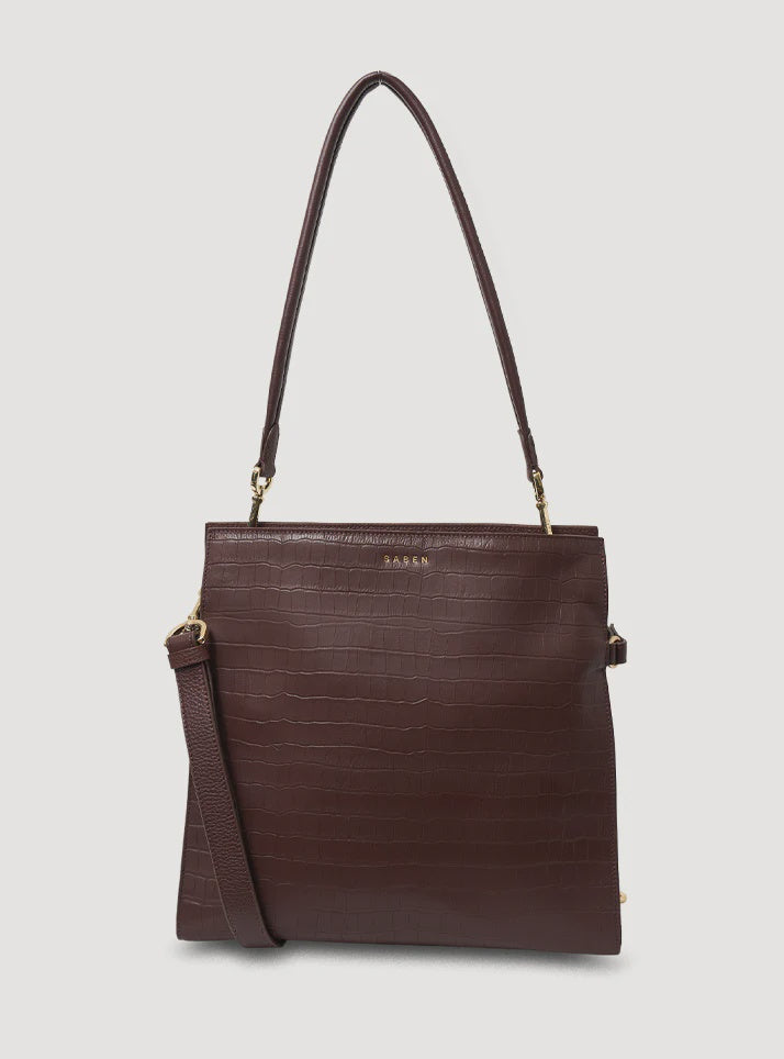 Saben Beatrice Shoulder Bag - Espresso Croc