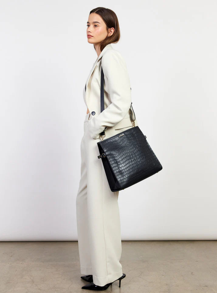 SABEN Beatrice Shoulder Bag - Black Croc