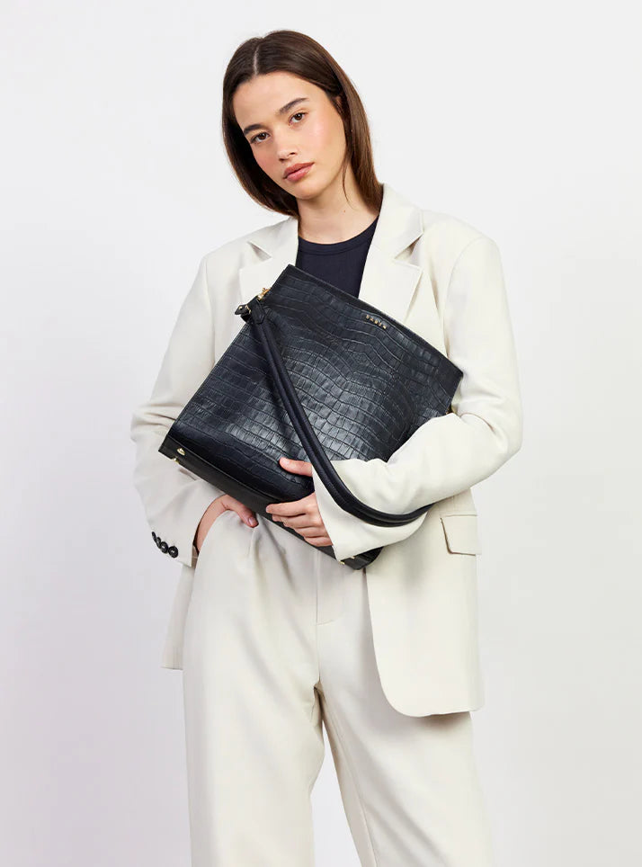 SABEN Beatrice Shoulder Bag - Black Croc