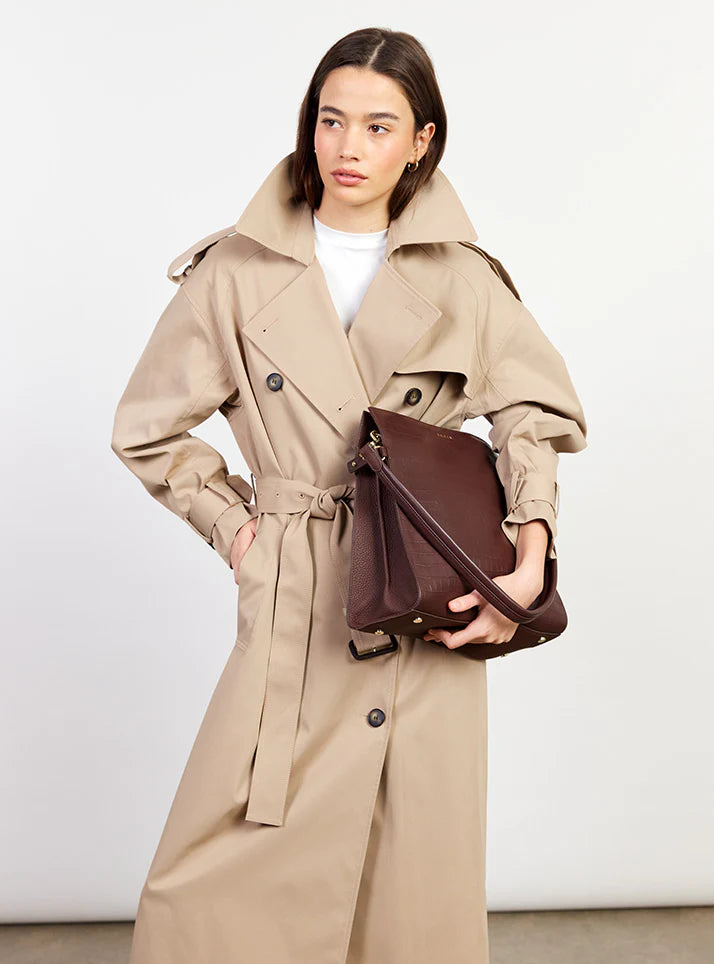 Saben Beatrice Shoulder Bag - Espresso Croc