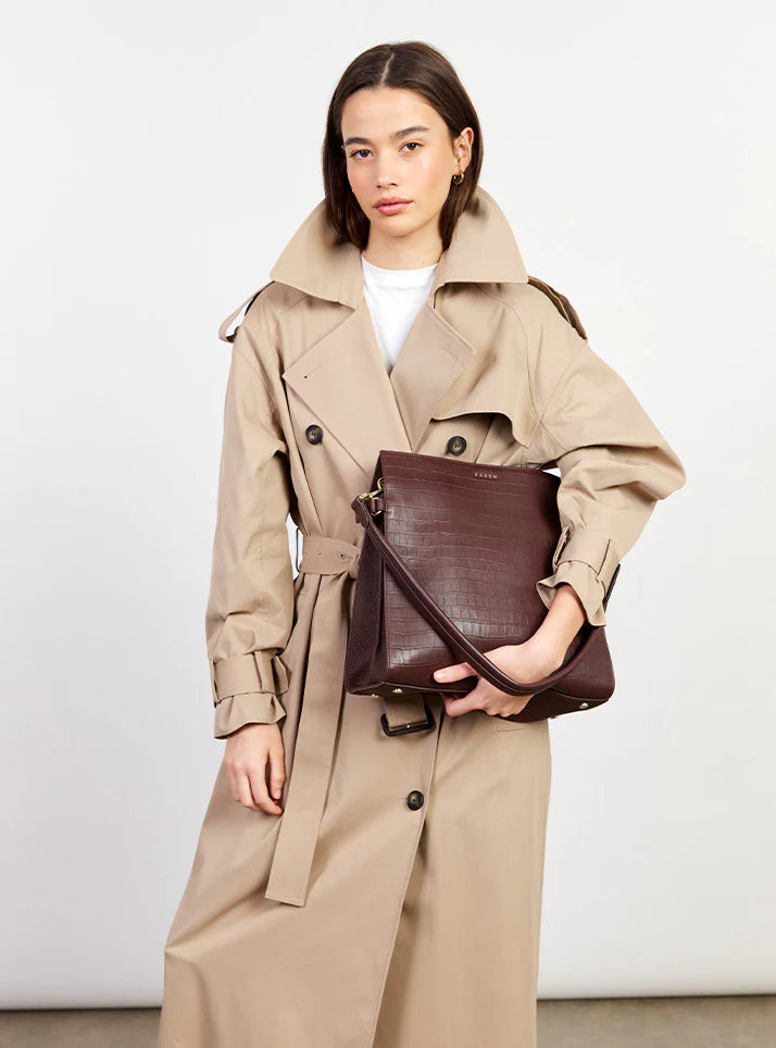 Saben Beatrice Shoulder Bag - Espresso Croc