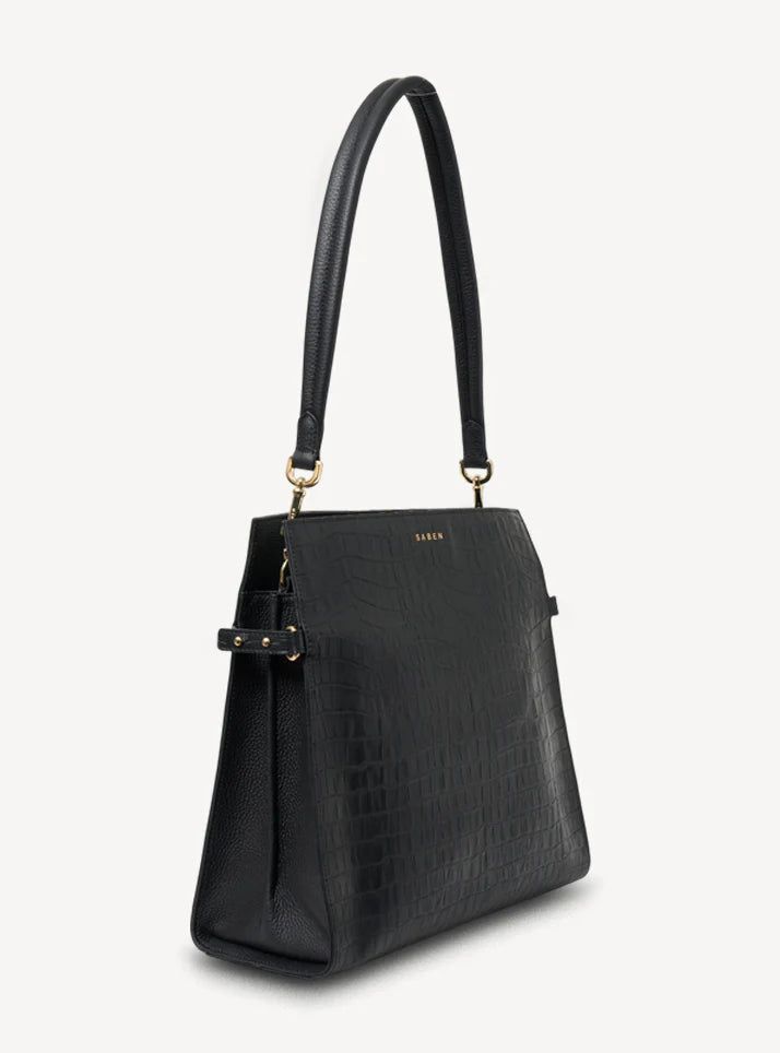 SABEN Beatrice Shoulder Bag - Black Croc