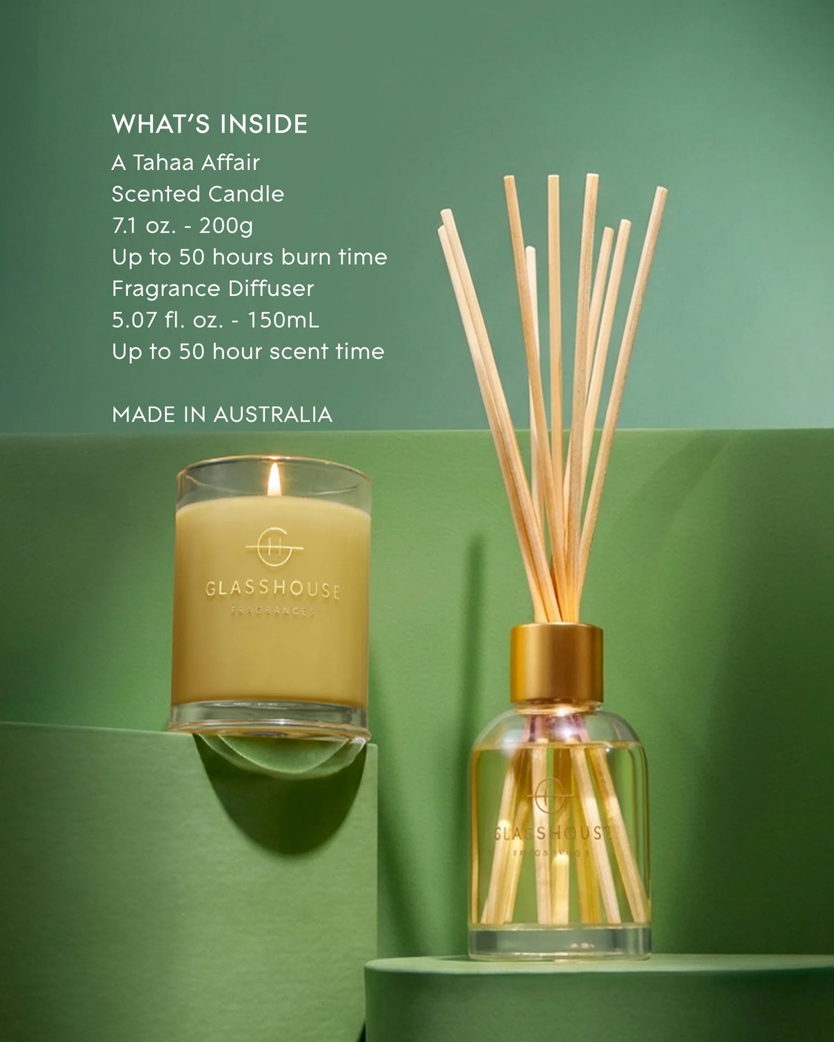Glasshouse GF 200g Candle & 150ml Diffuser Gift Set - A Tahaa Affair - X26
