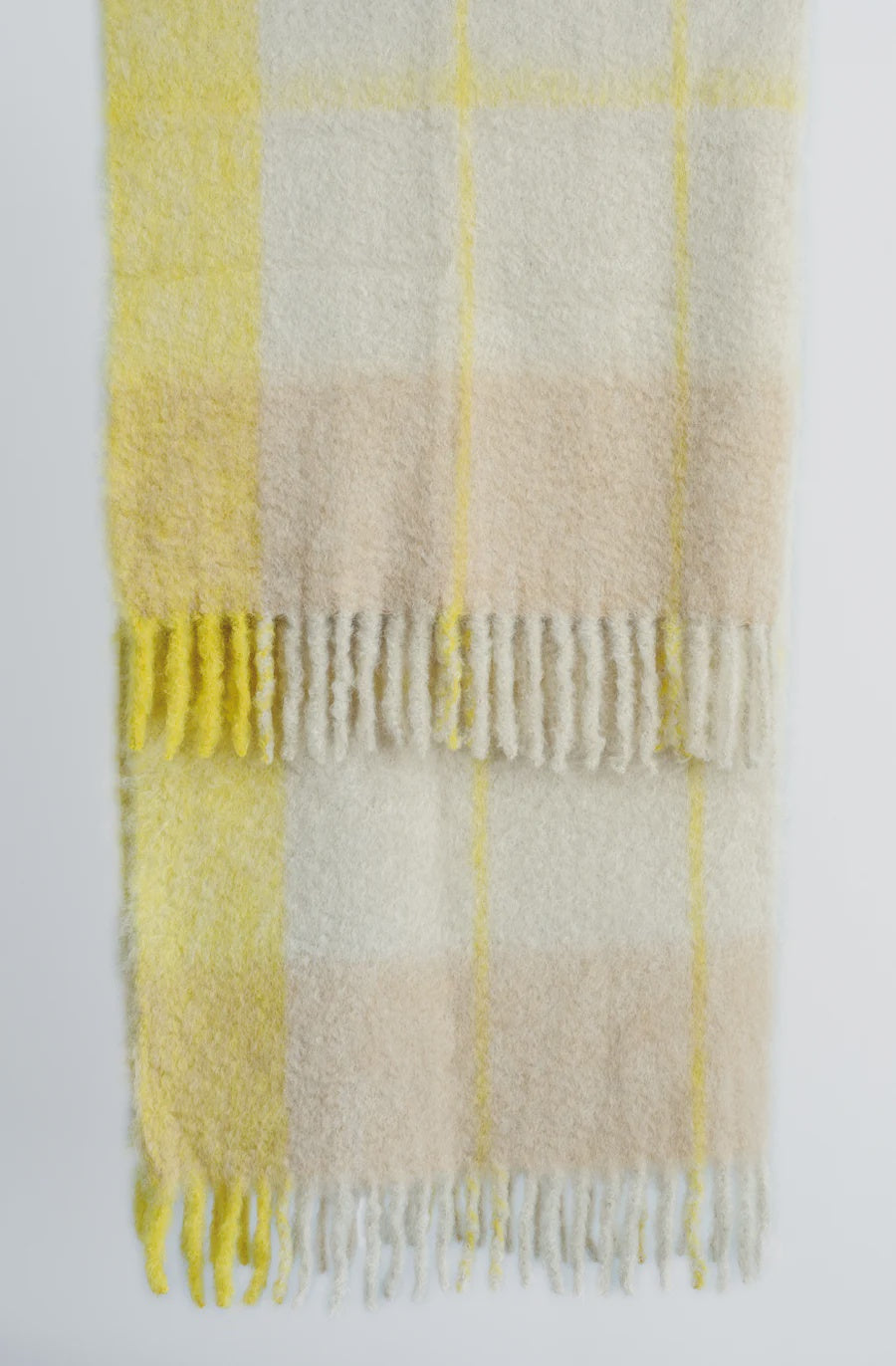 TWIST FRAME THROW - NATURAL/LEMON Wool Mohair Bianca Lorenne