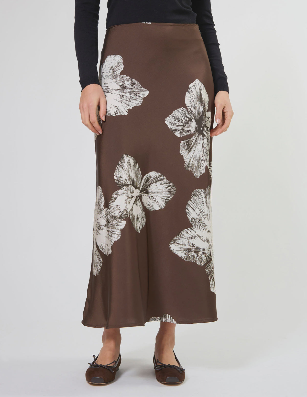 Stella+Gemma Callista Skirt - Cocoa Blooms Brown skirt with floral pattern