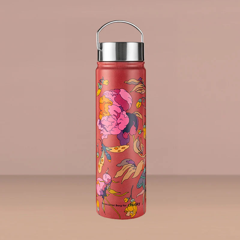 Water Bottle 650ml - Blossom Burst-Rebecca Ter Borg - stainless steel metal lid
