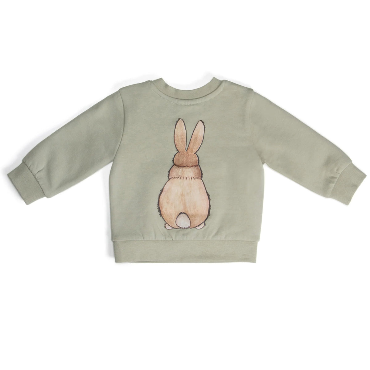Dimples Fleece Jumper - Sage Green sweatshirt with a rabbit design