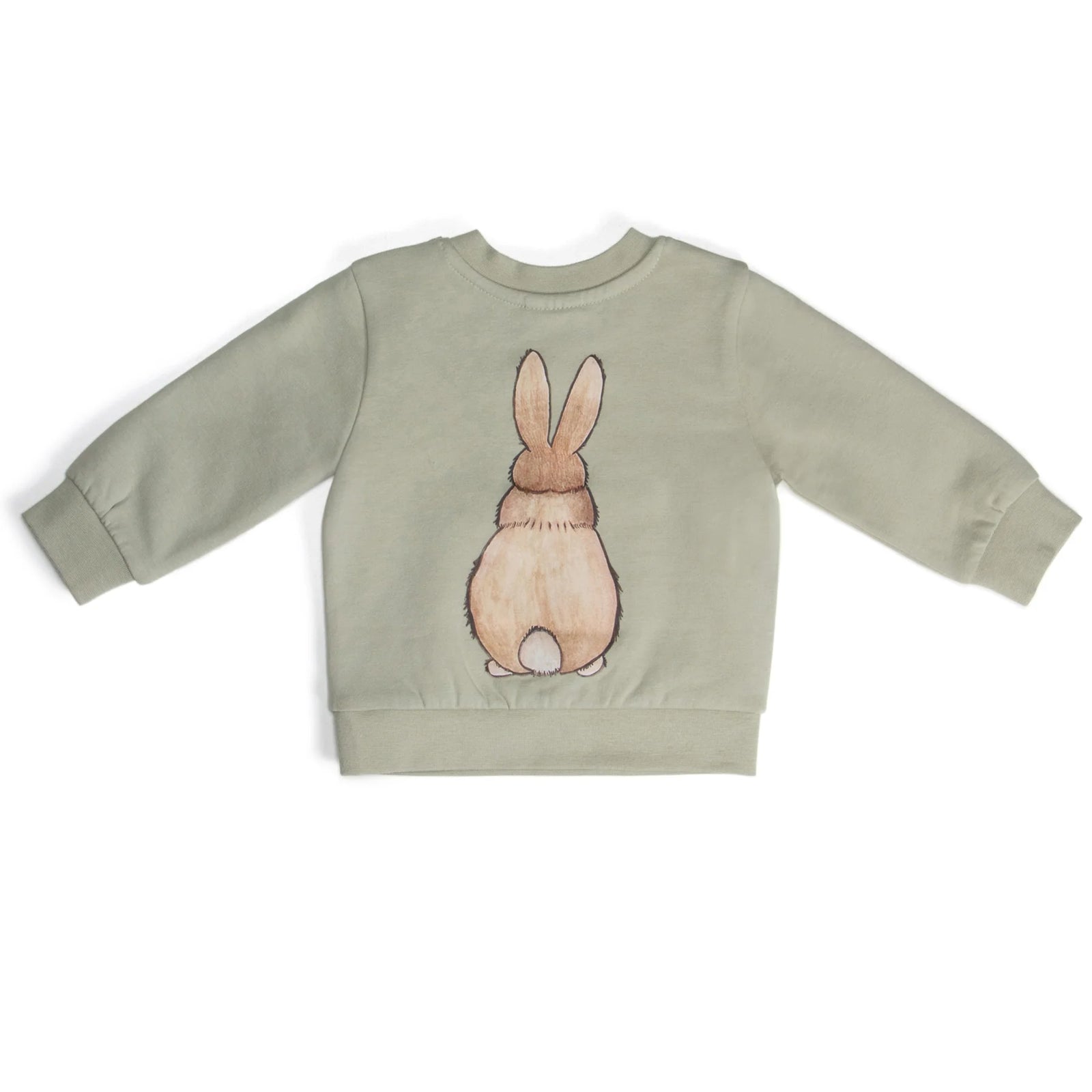 Dimples Fleece Jumper - Sage Green sweatshirt with a rabbit design