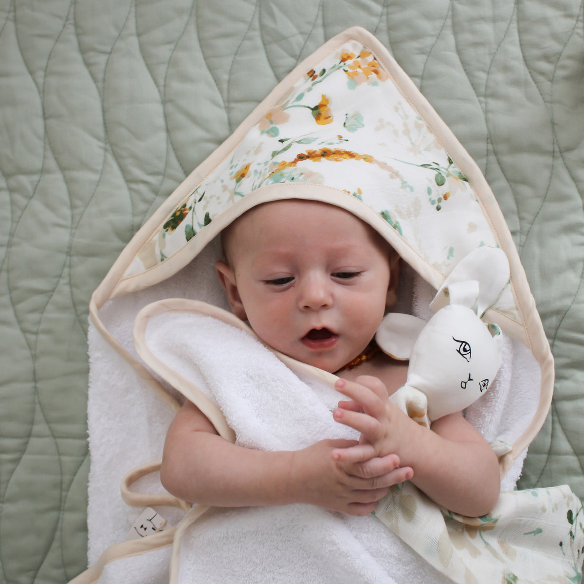 Burrow & Be Baby Hooded Towel - Spring Melody