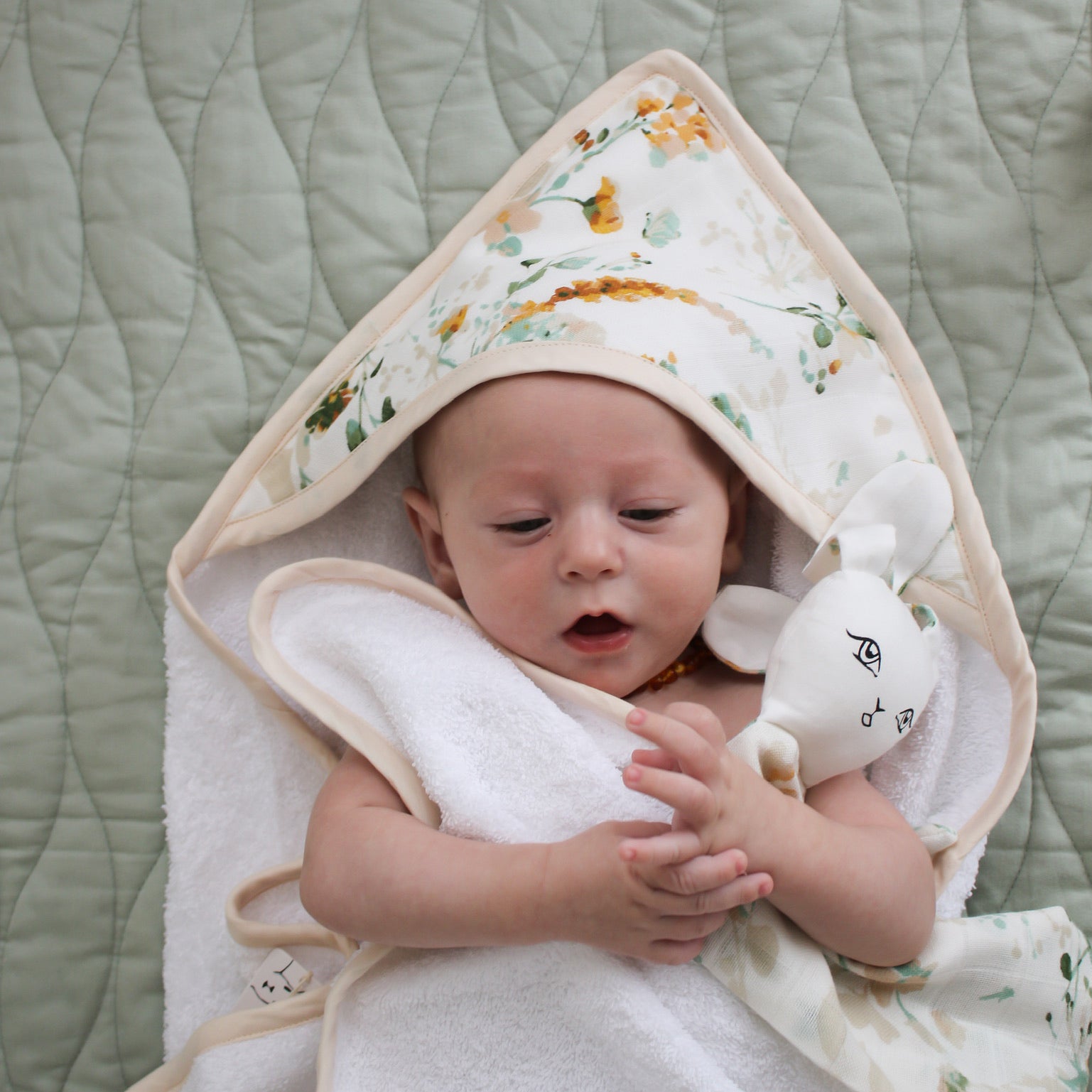 Burrow & Be Baby Hooded Towel - Spring Melody