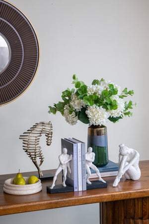 Beige stone bowl Flower Systems Marble Bowl Coil Edge