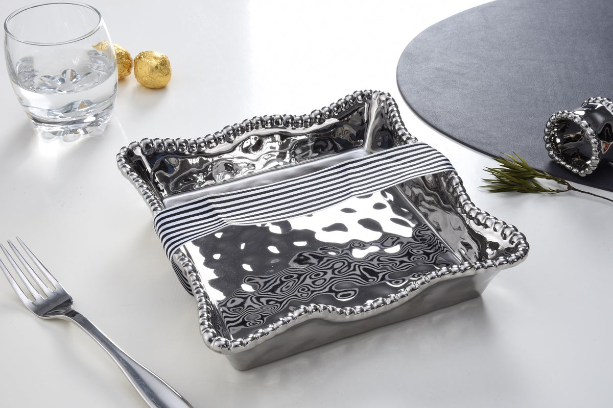 Pampa Bay Verona Luncheon Napkin Holder Silver Porcelain and Titanium