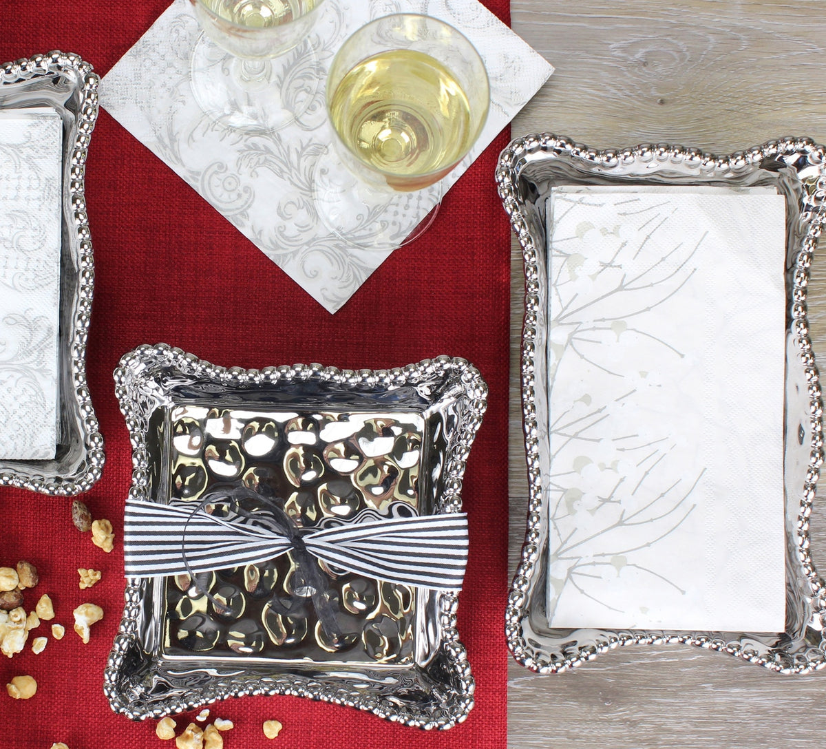 Pampa Bay Verona Luncheon Napkin Holder Silver Porcelain and Titanium