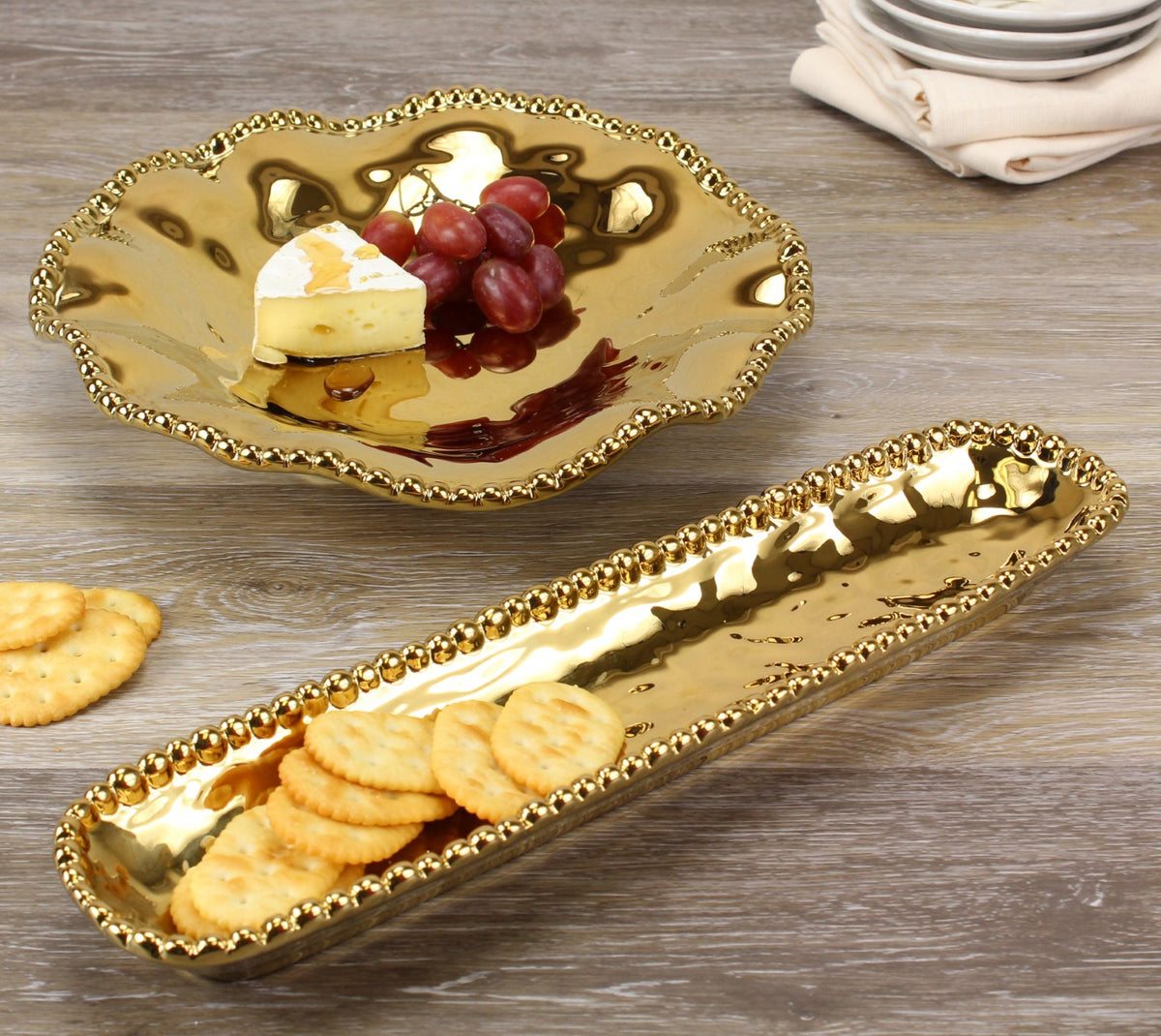 Pampa Bay Monaco Cracker Tray Gold porcelain