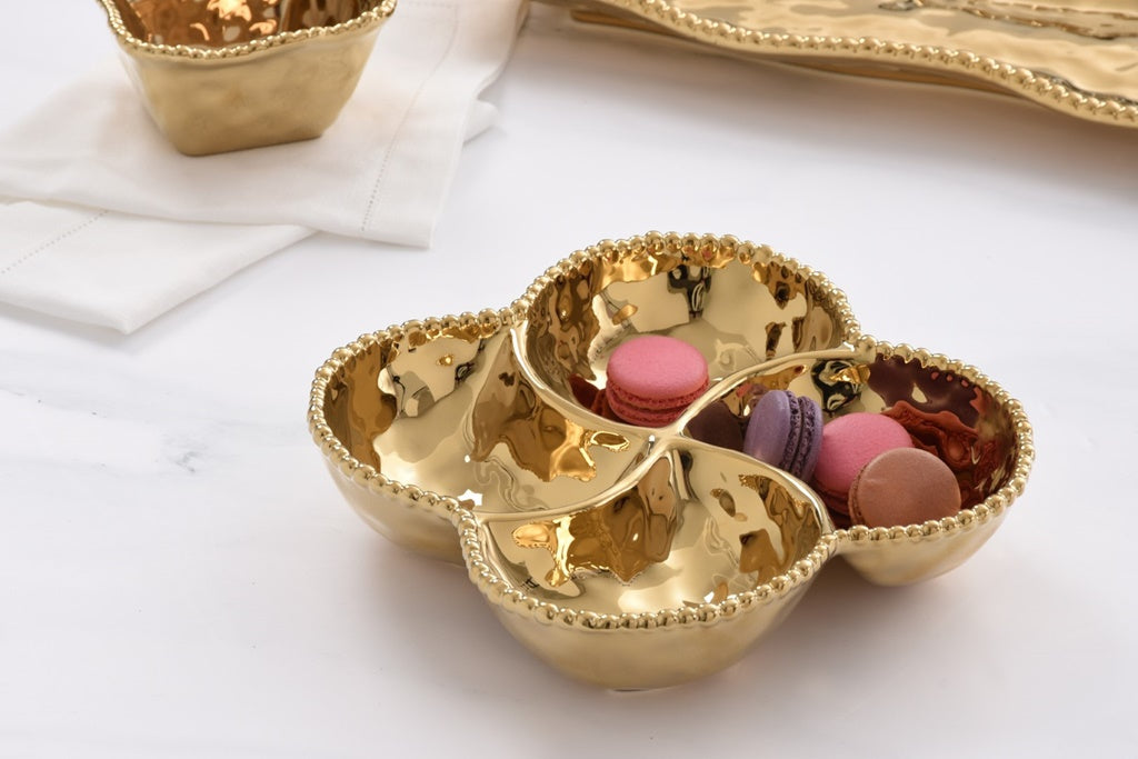 Pampa Bay Monaco 4 Section Bowl Gold decorative porcelain