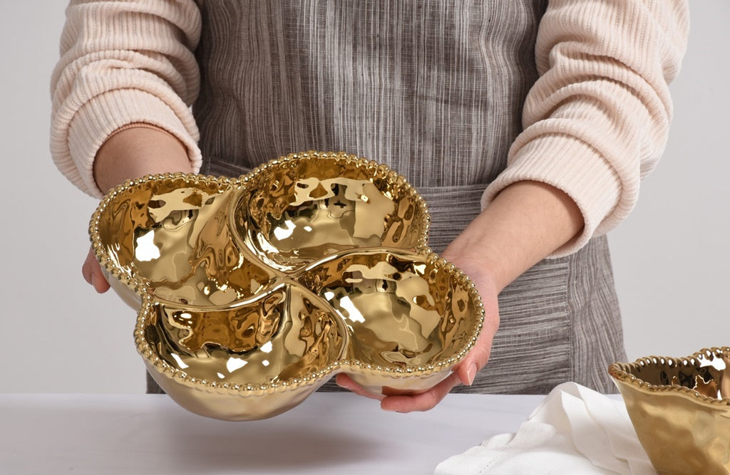 Pampa Bay Monaco 4 Section Bowl Gold decorative porcelain