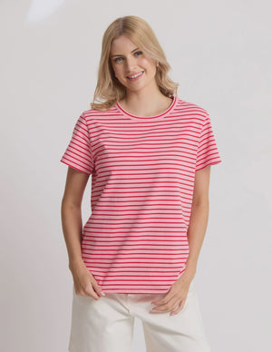 Stella+Gemma CLASSIC STRIPE TEE PINK WITH RED