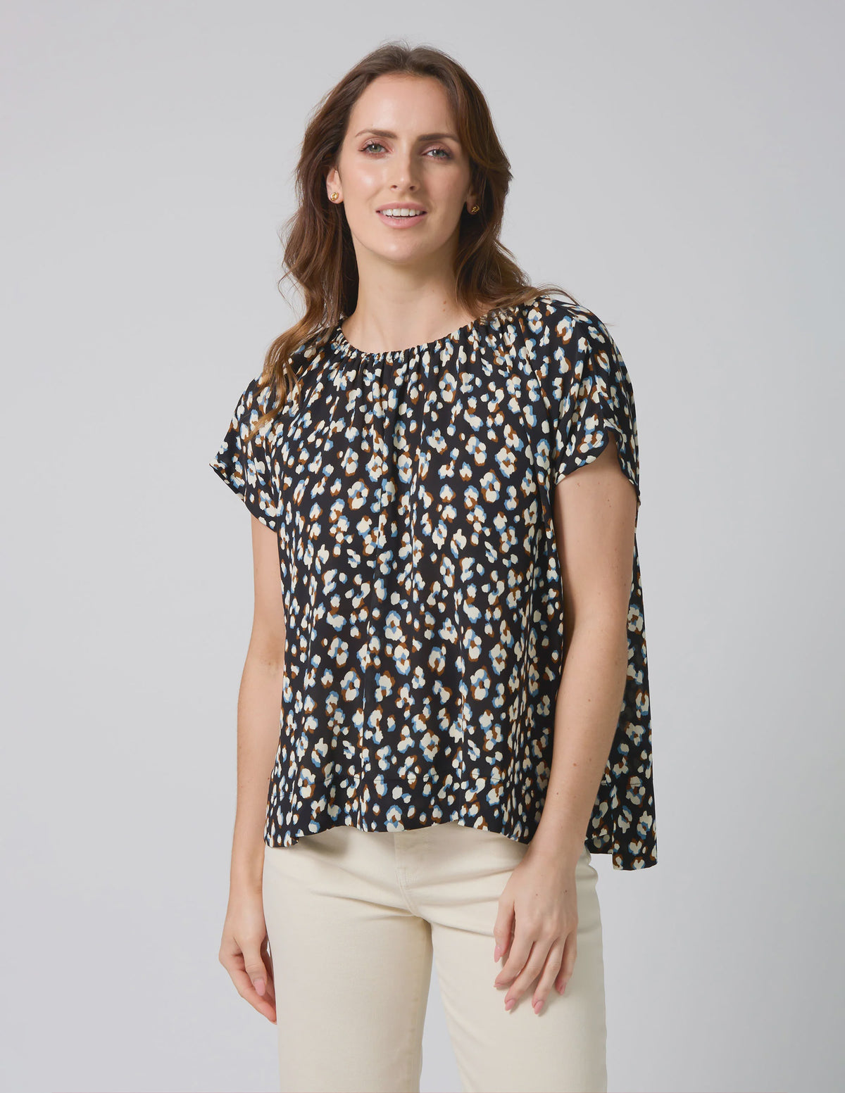 Stella + Gemma Clio Blouse - Navy Leopard
