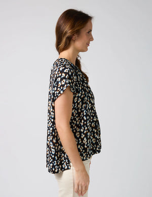 Stella + Gemma Clio Blouse - Navy Leopard