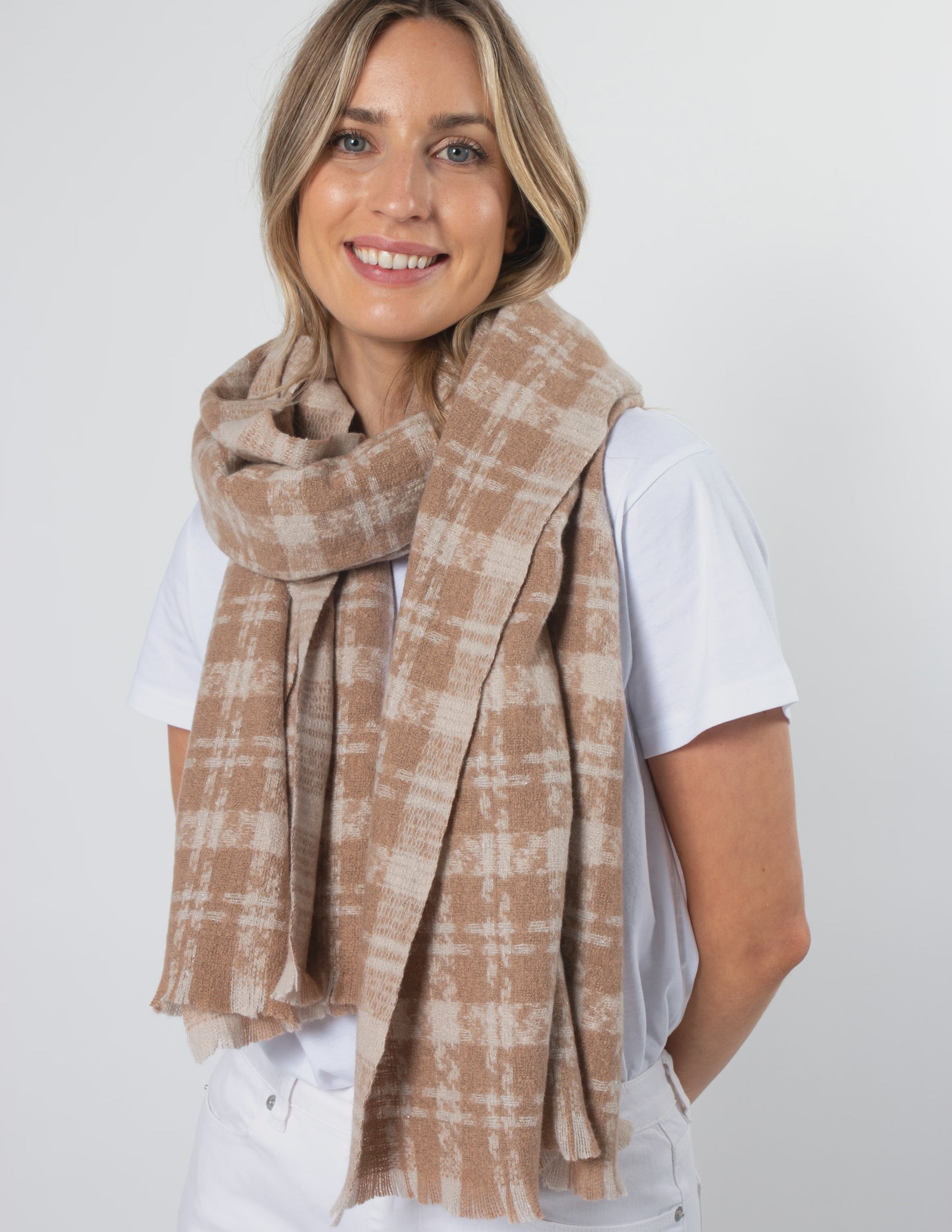 Stella Gemma Scarf - Criss Cross Blush & Cream