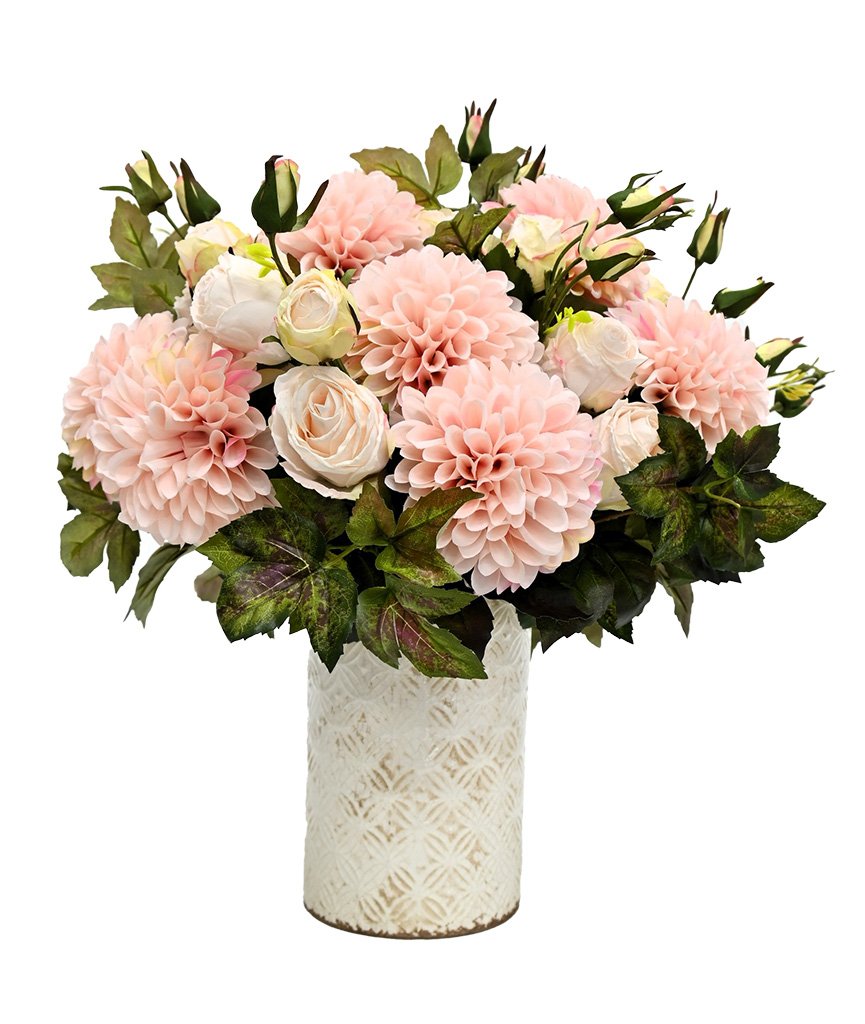 Fleur Vase - Cream Cylindrical ceramic vase with textured pattern